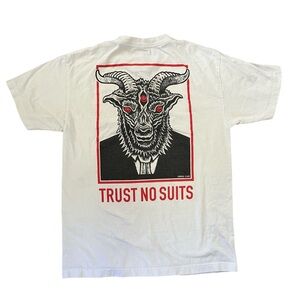 Lurking Class x Sketchy Tank Tshirt Trust No Suits White Sz M Edgy Goth Street